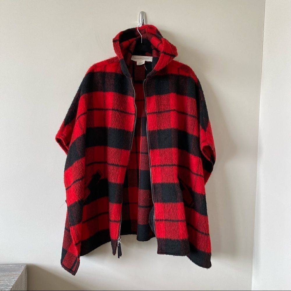 Treasure & Bond-Plaid One Size/Oversized Zip Front Cape